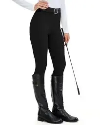 Produktbild: HMILES Reitleggings Damen Vollbesatz High Waist Elastische Reithose Damen mit Handytasche Gürtelschlaufen Schwarz M
