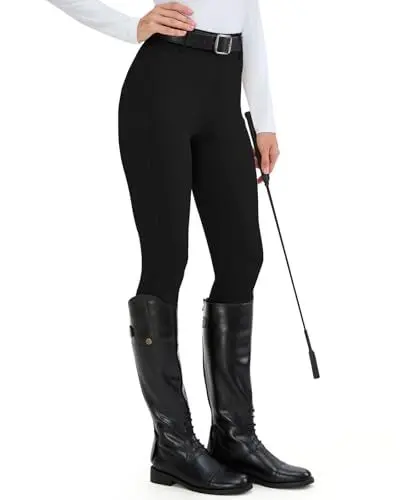 Produktbild: HMILES Reitleggings Damen Vollbesatz High Waist Elastische Reithose Damen mit Handytasche Gürtelschlaufen Schwarz M