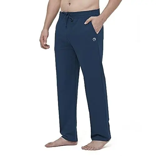 Produktbild: HMIYA Herren Jogginghose Baumwolle Sweathose Lange Atmungsaktiv Sporthose Yogahose Trainingshose mit Taschen(Marine 01,XL)
