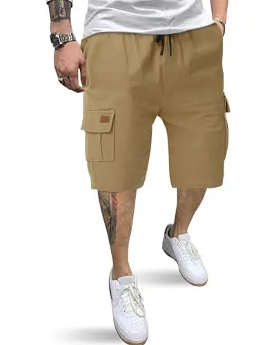 Produktbild: HMIYA Kurze Hosen Herren Cargo Shorts Baumwolle Bermuda Shorts Sommer Cargohose Herren kurz mit Taschen
