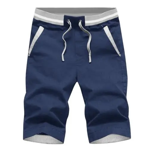 Produktbild: HMIYA Kurze Hosen Herren Shorts Chino Stretch Baumwolle Sommer Freizeit Shorts mit Taschen,Marineblau,L