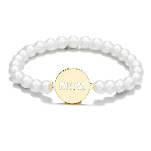 Produktbild: Hmooy Künstlichen Pearls Damen-Armband Elastisc, Künstlichen Pearls in ca. 6 mm Barock weiß 17 cm Künstlichen Perlenarmband Mama Tochter Armband Künstlichen Perlen Stretcharmband für Mama (Style 1)