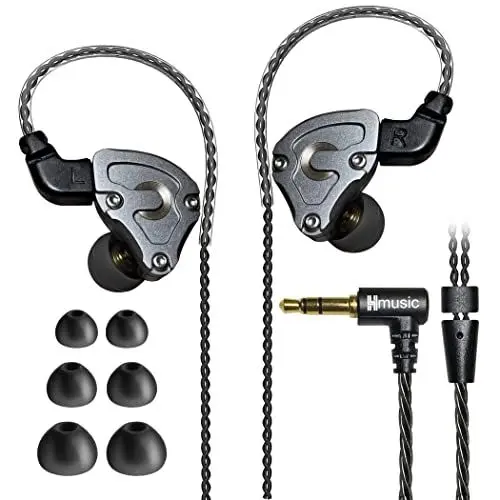 Produktbild: Hmusic IEM Kopfhörer, HiFi Kabelgebundene Kopfhörer, Hi-Res Verlustfrei DD+BA Treiber In-Ohr-Kopfhörer, geräuschisolierende hochauflösende Ohrhörer mit 0,78mm 2Pin abnehmbarem Kabel (ohne Mikrofon)