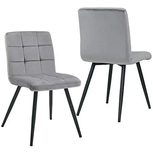 Produktbild: HNNHOME® Set mit 2 x Cubana Polsterstühlen mit starken schwarzen Stahlbeinen, weicher Samt, für Küche, Esszimmer, Lounge, Wohnzimmer, Empfang, Pub, Kneipe oder Restaurant (grau, Samt)