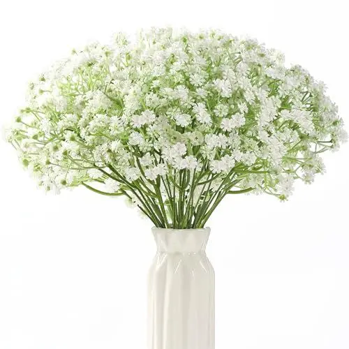 Produktbild: HNVNER 20 Stück Schleierkraut Künstlich wie echt, Kunstblumen Schleierkraut Künstliche Schleierkraut für Hochzeit, Party, Home Dekoration, weiß