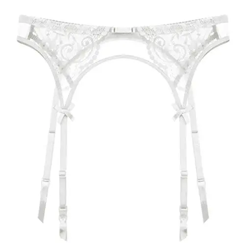 Produktbild: HNYBD Damen Strapsgürtel Spitze Strumpfgürtel Strümpfe Retro Strapsgürtel Dessous Set für Holdup Strümpfe, weiß, 42