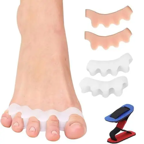 Produktbild: HNYGS-EU Zehenspreizer Hallux Valgus Silikon, 4 Stück Zehenspreizer, 1 Stück Korrekturbandage, zur Linderung von Hallux Valgus Schmerzen, geeignet für Herren und Damen