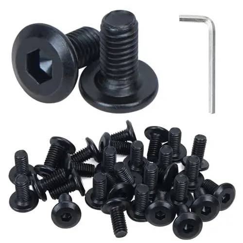 Produktbild: HO2NLE 30 Stück Schrauben M8 x 20mm Flachkopfschrauben Innensechskant Schwarz Edelstahl Vollgewinde Möbelschrauben Sechskantschraube mit Innensechskantschlussel