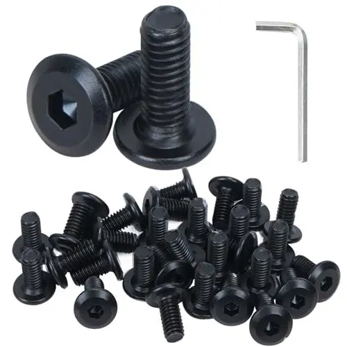 Produktbild: HO2NLE 30 Stück Schrauben M5 x 35mm Flachkopfschrauben Innensechskant Schwarz Edelstahl Vollgewinde Möbelschrauben Sechskantschraube mit Innensechskantschlussel