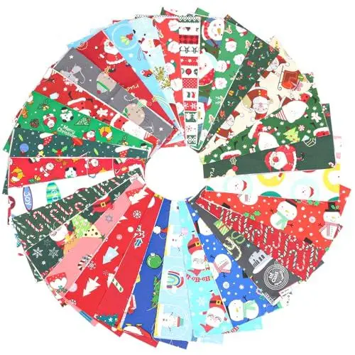 Produktbild: HO2NLE 30 Stück Weihnachten Baumwoll Stoff Quadrate 25 x 25cm Weihnachtsstoffe Stoff Patchwork Weihnachten zum Nähen DIY Basteln Handwerken