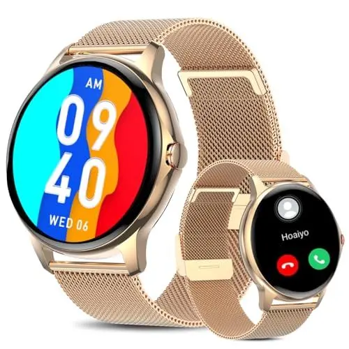 Produktbild: HOAIYO Smartwatch Damen mit Telefonfunktion, 1.32 Zoll Fitnessuhr Armbanduhren Sportuhr mit Pulsmesser, Schrittzähler, Kalorien, IP68 Wasserdicht Fitness Tracker (Roségold, 1.32