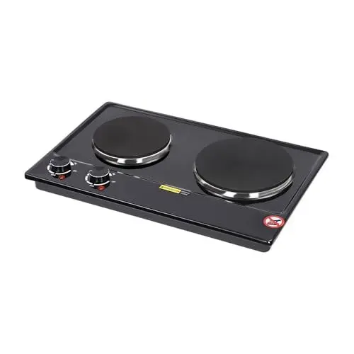 Produktbild: HOARLICN Doppelkochplatte Elektrisch, 2500W Kochfeld Induktionskochfeld 2 Platten 220V Herdplatte Kochplatten 2er Elektrisch 100-250℃ Einstellbare Heizleistung für Wohnung, Restaurant 52x36cm