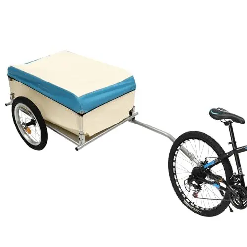 Produktbild: HOARLICN Faltbarer Fahrradanhänger – Fahrrad Anhänger 50kg Tragfähigkeit Aluminium Utility Cargo Bike Anhänger | 4 Klappstangen & Schnellwechselräder für 24