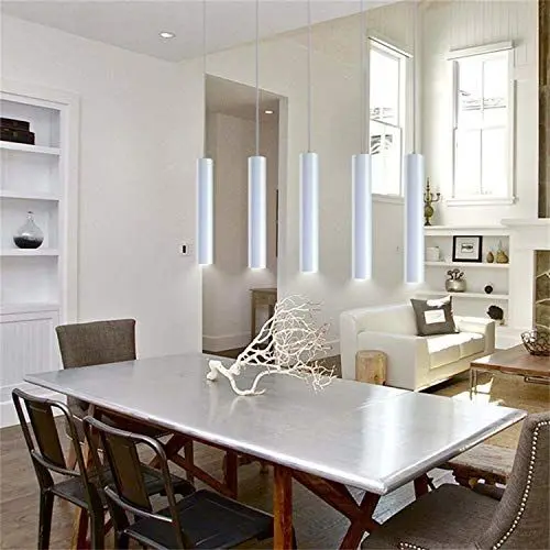 Produktbild: Hobaca Moderne LED Pendelleuchte 12W | Energieklasse A | 30cm COB Downlight Weiß für Kücheninsel, Esszimmer & Bar | Zylinderrohr Design