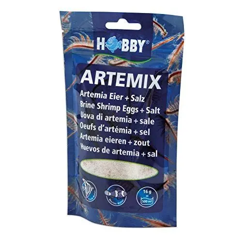 Produktbild: HOBBY Aquaristik Artemix I 195 g I Artemia Eier + Salz I Lebendfutter für Aquarienfische I Fertigmischung zur Zucht von Artemia-Nauplien I Frische Artemia für gesunde Ernährung I sofort einsatzbereit