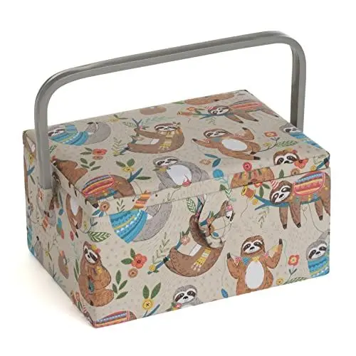 Produktbild: Hobby Gift Medium Näh-Aufbewahrungsbox, Holz/Stoff, Faultier