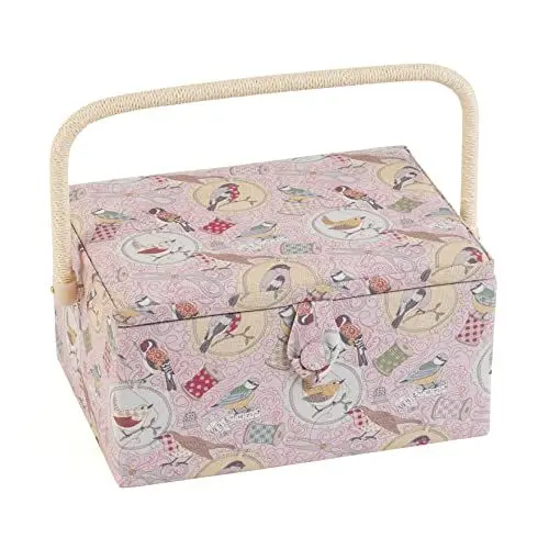 Produktbild: Hobby Gift Medium Näh-Aufbewahrungsbox, Holz/Stoff, Vögel auf Spule