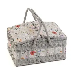 Produktbild: Hobby Gift Nähkästchen groß, Weidenkorb mit zwei Deckeln, Wildblumen