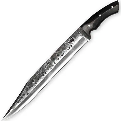Produktbild: Hobby Hut HH-101, Handgemachtes Jagdmesser mit Scheide, 1095 Stahl, Bowiemesser, Micarta Griff, lederscheide