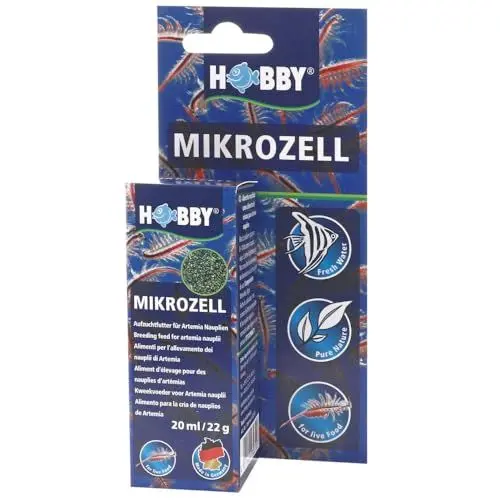 Produktbild: HOBBY Aquaristik Mikrozell I 20 ml I Aufzuchtfutter für Artemia Nauplien im Alter von 8-10 Tagen I Artemia Aufzuchtfutter mit Phytoplankton I vollwertiges Futter zur Lebendfutteraufzucht