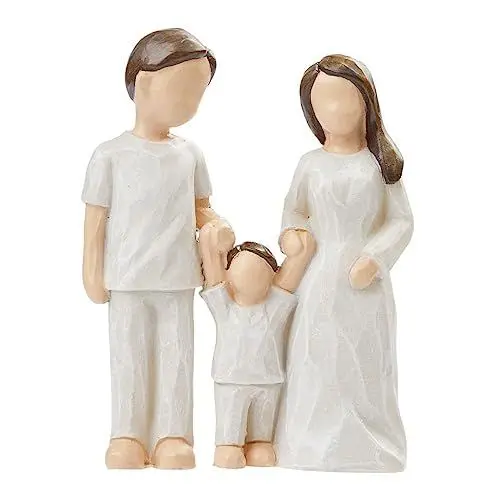 Produktbild: Hobbyfun Miniatur Dekofigur Familie 8,3cm - Polyresin Holzoptik Skulptur Figuren Deko Statue Geschenk Tortenfigur