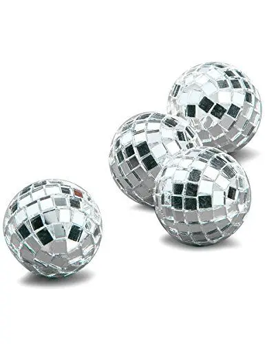 Produktbild: HOBI Hängende Discokugeln 4 Stück Silber 3,5cm - Lampenschmuck für 70er Jahre-Mottopartys - Metall