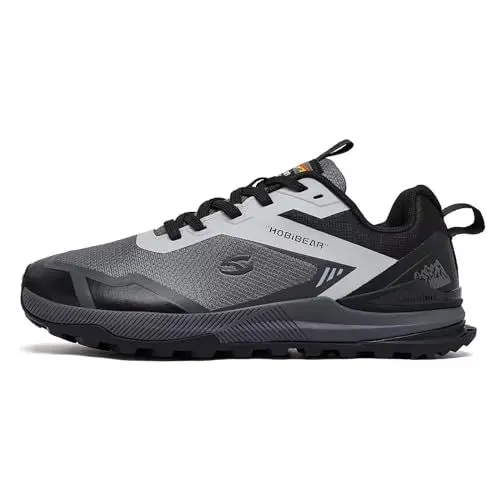 Produktbild: HOBIBEAR Freizeitschuhe Herren Sneakers Extra Weit Trailrunning Fitness Outdoor Gym Schlüpfen Walking Schuhe Breite Füße Schwarzgrau 41