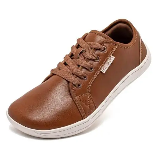 Produktbild: HOBIBEAR Trailrunning Schuhe Männer Leder Minimalistische Outdoor Trail Running Walking Schuhe Braun Größe 43