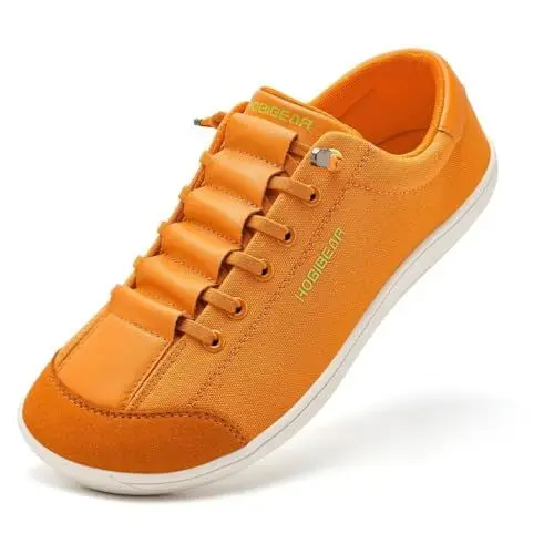 Produktbild: HOBIBEAR Unisex Breite Barfuss Schuhe Damen Herren Minimalistische Barfußschuhe Outdoor Trail Running Schuhe Orange EU 40
