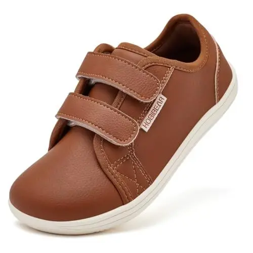 Produktbild: HOBIBEAR Unisex Kinder Barfußschuhe Leder Breite Minimalistische Walking Schuhe für Jungen Mädchen Komfortabel Leicht