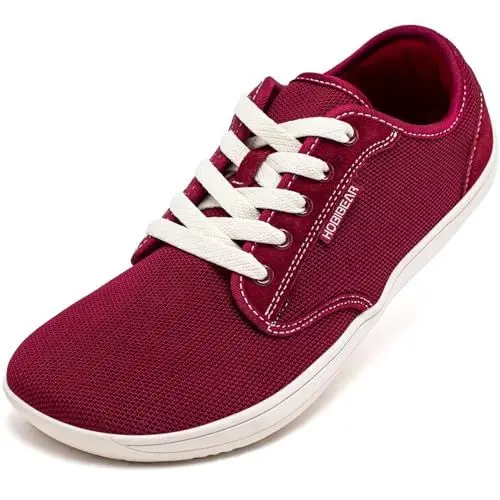 Produktbild: HOBIBEAR Unisex Weit Barfußschuhe Minimalistische Barfuss Schuhe Herren Damen Outdoor Trail Running Walking Schuhe(Weinrot, EU 43)
