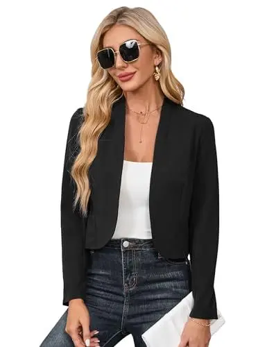 Produktbild: Hobrounn Blazer Damen Lange Ärmel Blazer für Elegant Casual Offene Jackenblazer,Lässig Kurzblazer,Büro Arbeit Jacke