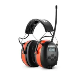Produktbild: HOCAZOR HP033 Gehörschutz mit Bluetooth 5.3, Gehörschutz mit Radio FM/AM Ohrenschützer Eingebautem Mikrofon und Lärmreduzierung SNR31dB/NRR25dB Orange Lärmschutz Kopfhörer Bluetooth