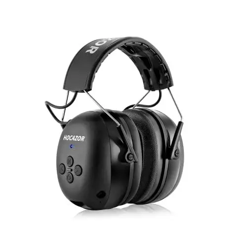 Produktbild: HOCAZOR HZ07 Gehörschutz mit Bluetooth 5.3, Lärmschutz Kopfhörer mit Geräuschunterdrückung für Rasenmähen, Holzarbeiten, Laubblasen, Lärmumgebung, NRR25dB/SNR 30dB Bluetooth Gehörschutz (Schwarz)