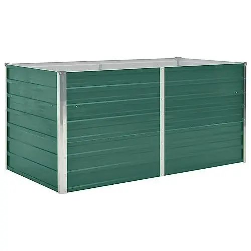 Produktbild: Hochbeet, 160 X 80 X 77 cm, Erhöhte Gartenkästen aus Verzinktem Stahl, Großer Pflanzkasten aus Metall, für die Gartendekoration Im Freien, Grüne Oberfläche