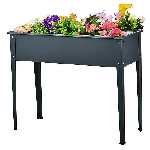 Produktbild: Hochbeet Pflanzkübel Beet mit Ablauföffnung 0,6mm Stahl VERZINKT pulverbeschichtet anthrazit 100x80x30cm oder 60x80x30cm (100x80x30cm)