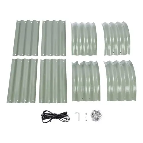 Produktbild: Hochbeet, Robustes DIY-Gartenbett aus Stahl mit Offener Unterseite, Edelstahl-Hardware, Sicherheits-Gartenbox für Gemüse, Obst, Blumen (hellgrün)