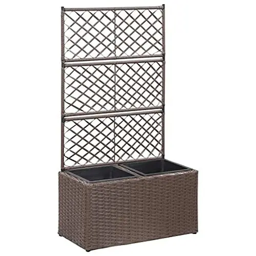 Produktbild: Hochbeet-Set, Große Poly-Rattan-Gartenbox mit Spalier, 2 Abnehmbare Töpfe, Pflanzkastenständer für die Terrasse Im Freien, für Pflanzen, Gemüse, Kräuter, Blumen