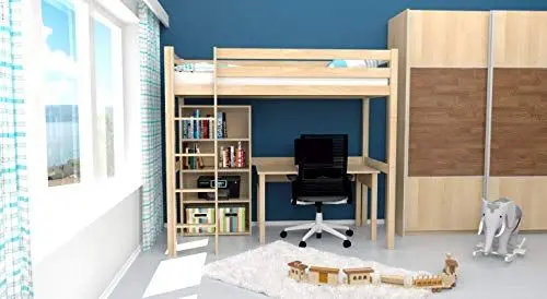 Produktbild: Hochbett Robert Buche massiv natur, inkl. Rollrost - 90 x 200 cm