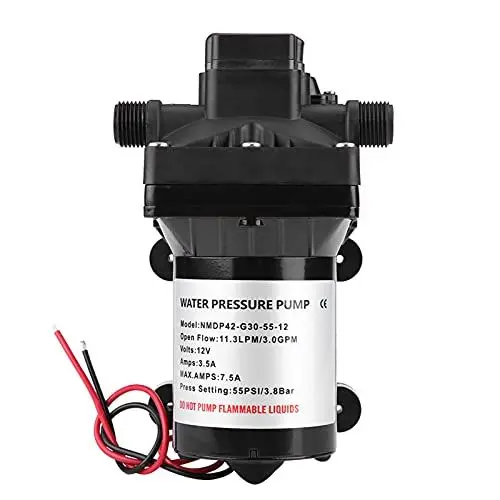 Produktbild: Hochdruck Wasserpumpe DC 12V, Selbstansaugend Wasserpumpe Wohnmobil Druckpumpe Druckwassepumpe, für Wohnwagen Boote Rasen Waschen und Gartenbewässerung