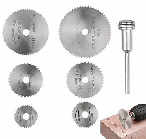 Produktbild: Hochgeschwindigkeitsstahlklingen für Multifunktionswerkzeuge für Rotationswerkzeug, 7 kleine Kreissägestahlklingen für das Schneiden von Holz, Metall und Kunststoff