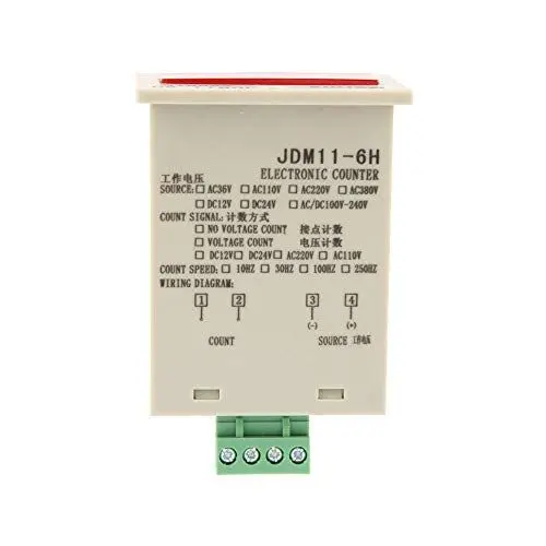 Produktbild: Hochgeschwindigkeitszähler, Elektronischer Zähler mit Anzeige, Geringer Stromverbrauch, Genaue Zählung, Kleiner Anzeigefehler, JDM11,6H 6-stelliger ACorDC-Zähler für