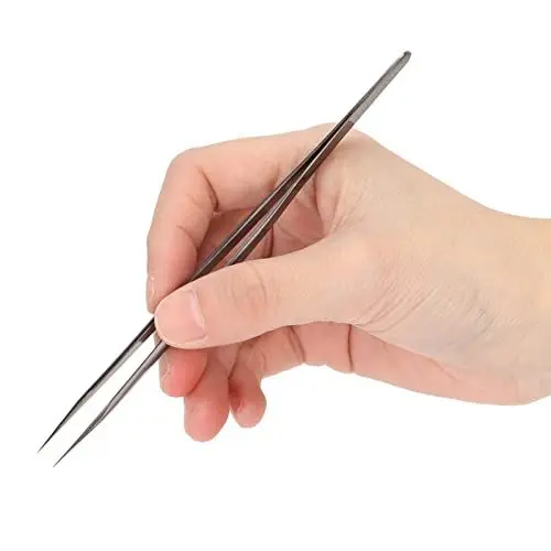 Produktbild: Hochpräzise Pinzette aus Edelstahl, HMT‑11TI‑PRO Pinzette/Pinzette mit Gerader Konischer Ultrafeiner Spitze, Antimagnetisch, Hohe Härte, Langlebige Edelstahl-Laborpinzette