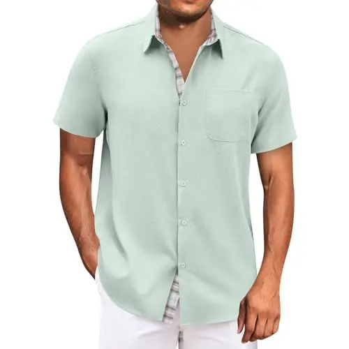 Produktbild: hochwasserhose funktionshemd Herren stehkragenhemd Herren Hemd Herren Cotton blaues Hemd Herren Henly Shirt Herren Kurzarm Henley Hemd einfarbig Wrinkle Herren Hemd Kurzarm weiß Hemd schwarz Herren