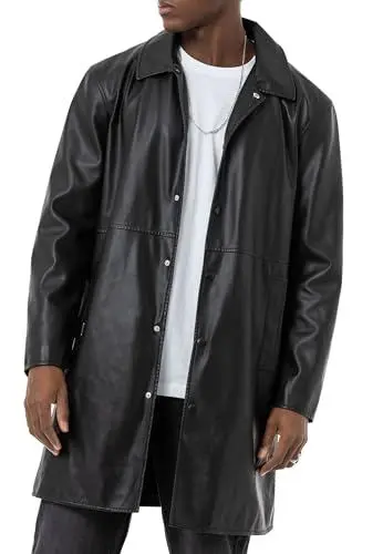 Produktbild: Hochwertiger Kunstleder Mantel Urbanstyle Kurzmantel Lederjacke Schwarz L