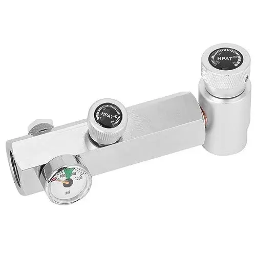 Produktbild: Hochwertiger Zylinder-Nachfülladapter aus Aluminium, Zerlegt, mit Ablassventil, Robust und Schön, Einfache Installation. Kompatibel mit CGA320, 3000 Psi-Messgerät, für /