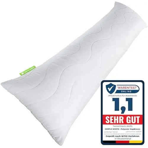 Produktbild: Hochwertiges Seitenschläferkissen - Langes Kissen für Seitenschläfer - Body Pillow - Körperkissen für Erwachsene mit Mikrofaser-Füllung (40 x 145 cm) - Ökotex - Schlafkissen Waschbar