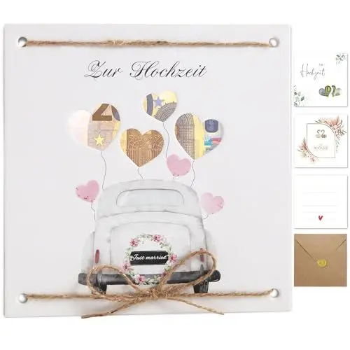 Produktbild: Hochzeitskarte Geldgeschenk Hochzeitsgeschenke für Brautpaar, Geldgeschenk Verpackung Hochzeit, Premium Karte Hochzeit Geld Edel, Glückwunschkarte Personalisiert Geschenk Hochzeit Ausgefallen(Herz)