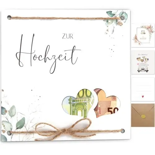 Produktbild: Hochzeitskarten Geldgeschenk Hochzeitsgeschenke für Brautpaar Geld,Karte Hochzeit kuvert Geldgeschenk Verpackung geschenke hochzeit hichzeitsgeldgeschenke Glückwunschkarte boho schlicht(Eukalyptus)