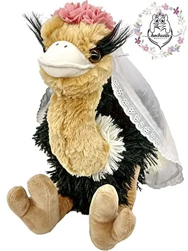 Produktbild: Brautstrauß Gerda **Premium** Plüschtier - Vogel Strauß Stofftier Partygag als Wurfstrauss für die Hochzeit oder für Braut und Junggesellinnen.